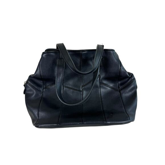 Antik Kraft Black Pebbled Faux Leather Double Strap Hand Bag - Picture 1 of 8